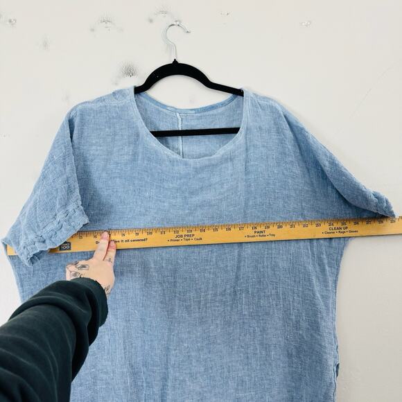 Blue Linen Blend Short Sleeve Tunic Women’s Size XL - Picture 2 of 6